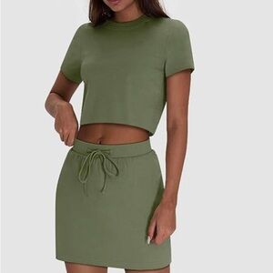 Olive Green Women's Skirt Set